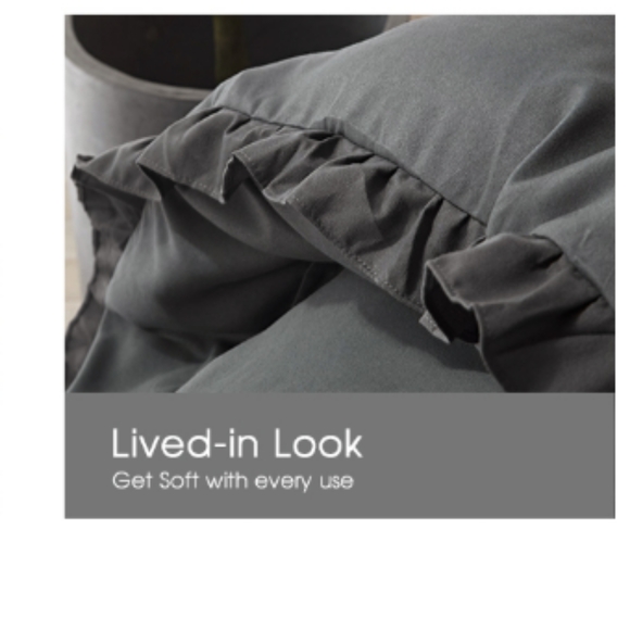 🆕⭐ Farmhouse ruffle charcoal grey duvet set - Picture 4 of 7